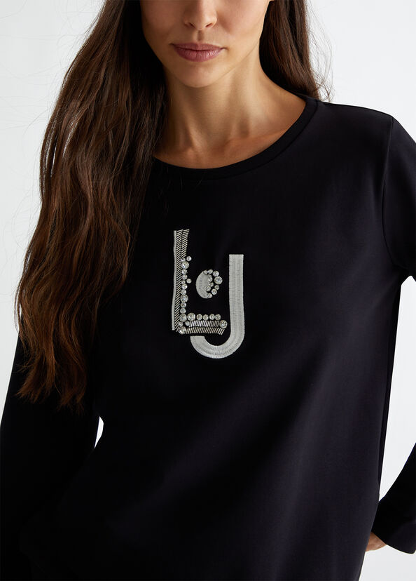 Liu Jo Felpa con logo e strass Shopping Online