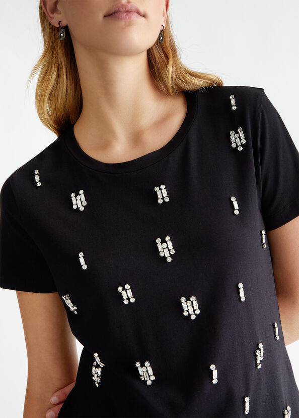 Liu Jo T-shirt in cotone con strass Outlet