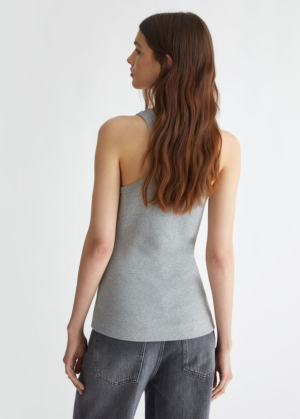 Liu Jo Top a costine con logo Saldi