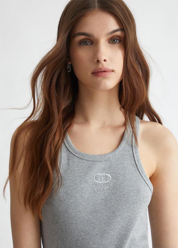 Liu Jo Top a costine con logo Saldi