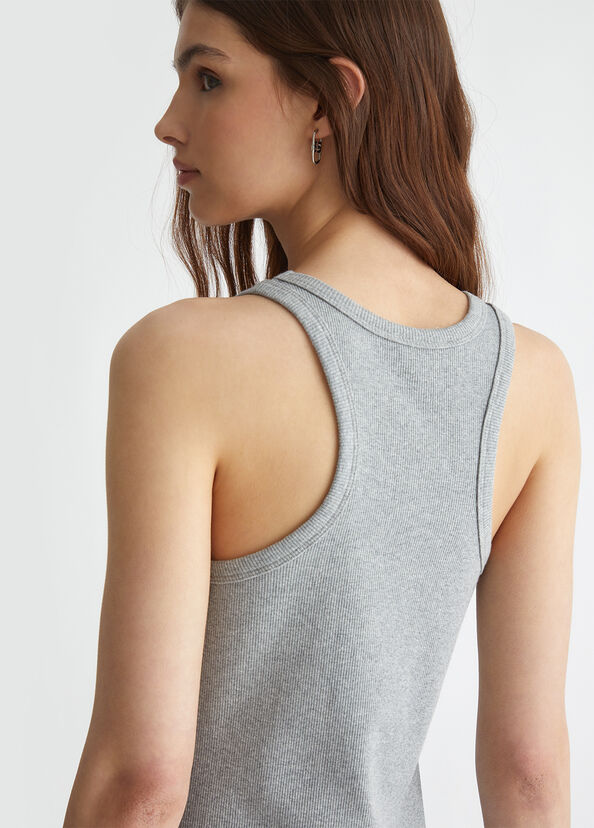 Liu Jo Top a costine con logo Saldi