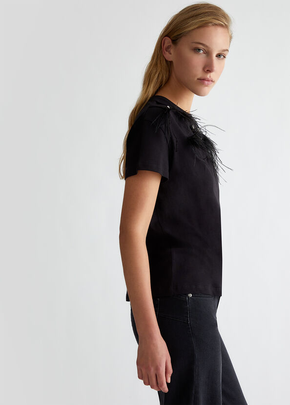 Liu Jo T-shirt con piume gioiello Saldi Di Fabbrica