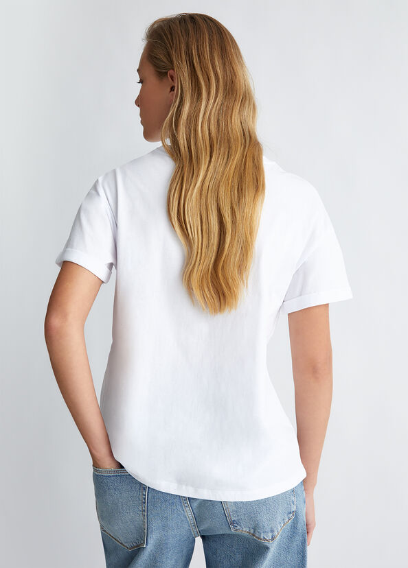 Liu Jo T-shirt con stampa e applicazioni Italy