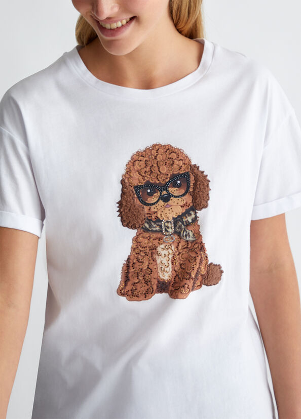 Liu Jo T-shirt con stampa e applicazioni Italy