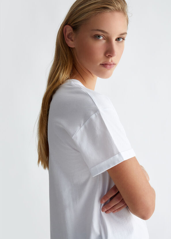 Liu Jo T-shirt con stampa e applicazioni Italy