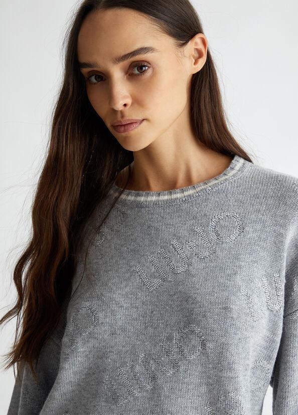 Liu Jo Maglia in misto lana con logo Soddisfazione Garantita