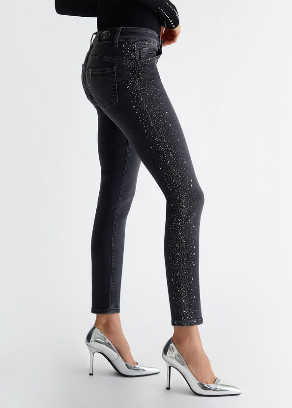 Liu Jo Jeans skinny bottom up con strass Sconto