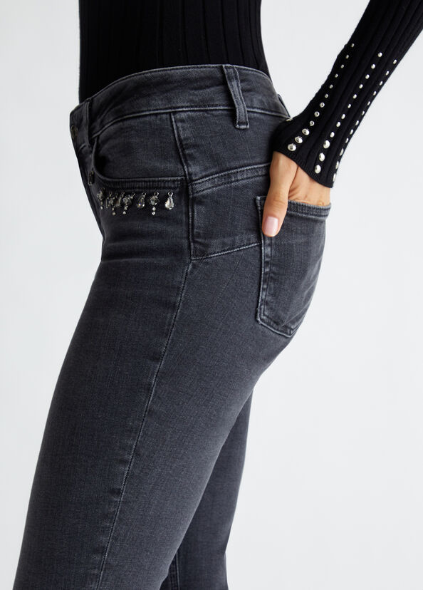 Liu Jo Jeans skinny bottom up con strass In Vendita