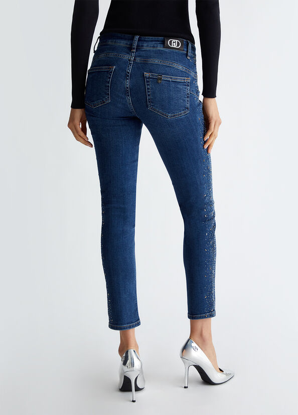 Liu Jo Jeans skinny bottom up con strass Vendita Economica