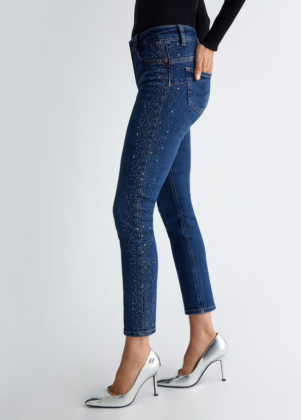 Liu Jo Jeans skinny bottom up con strass Vendita Economica