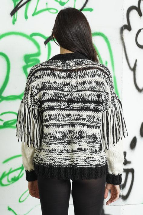 Tricot à Porter Cardigan fringe sleeves Vendita