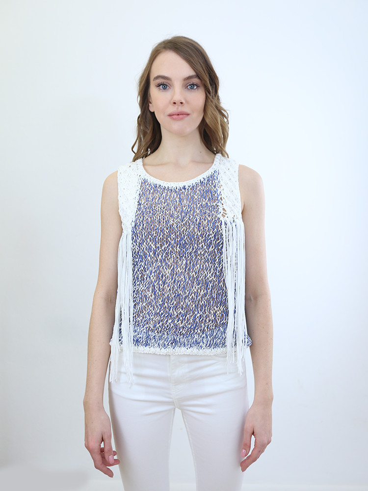 Tricot à Porter CANOTTA MOULINE CON FRANGE Sconto