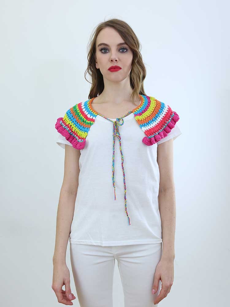 Tricot à Porter COLLO MULTICOLOR CROCHET In Vendita