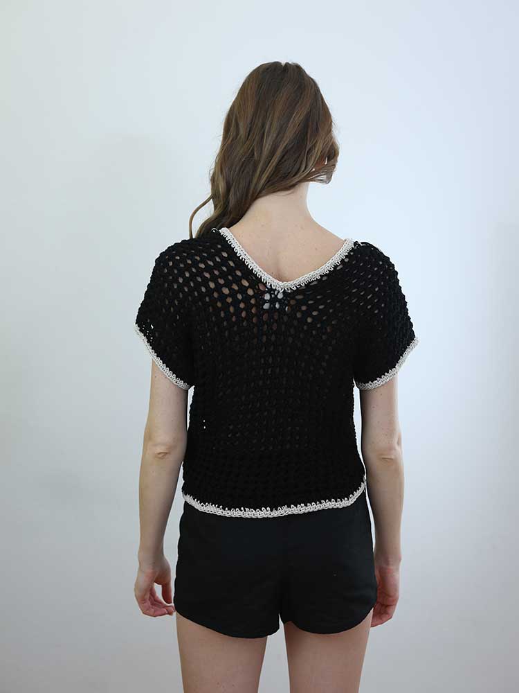 Tricot à Porter MAGLIA CUBO SENZA MANICHE SCOLLO V CON FRANGE Moda