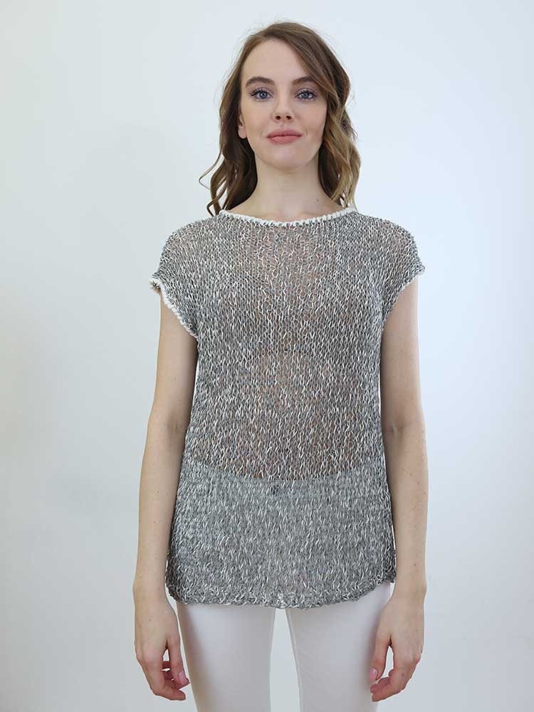 Tricot à Porter MAGLIA SENZA MANICHE PROFILI CONTRASTO Italia