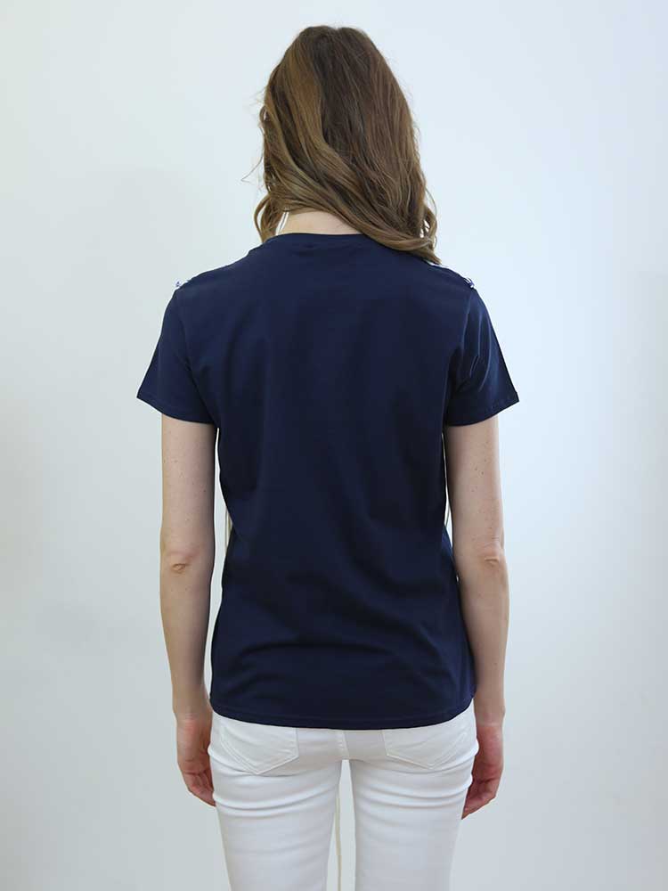 Tricot à Porter T-SHIRT CON APPLICAZIONE A RETE E FRANGE Promozione