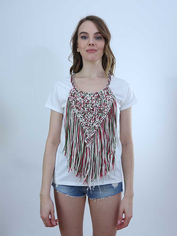 Tricot à Porter T-SHIRT CON APPLICAZIONE CROCHET Spedizione Gratuita