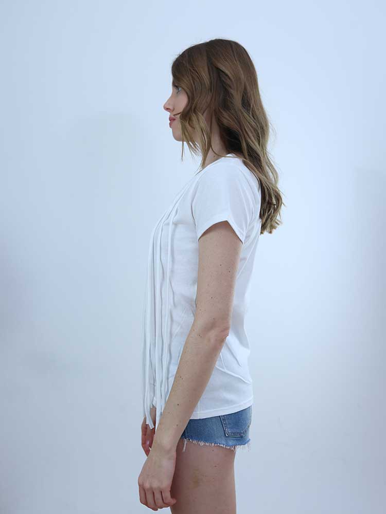 Tricot à Porter T-SHIRT CON FRANGE IN JERSEY Pezzi Unici