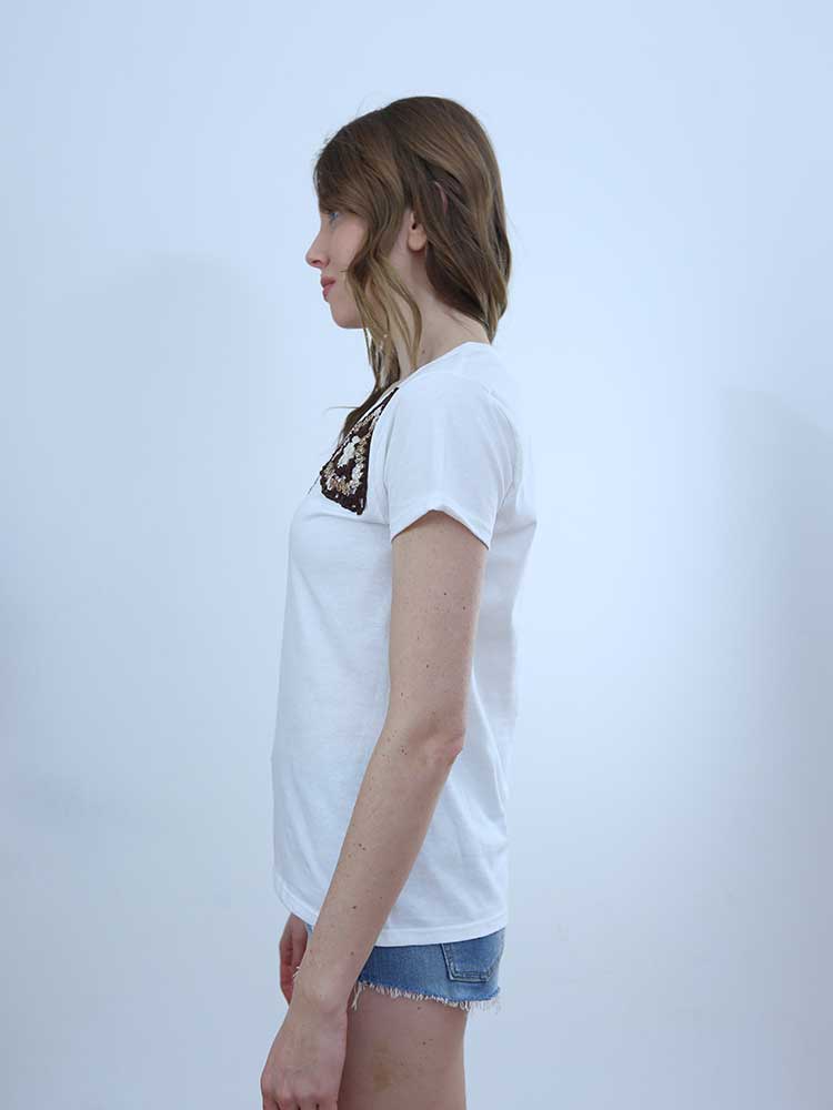Tricot à Porter T-SHIRT SCOLLO PROFONDO APPLICAZIONI CROCHET Negozi Online