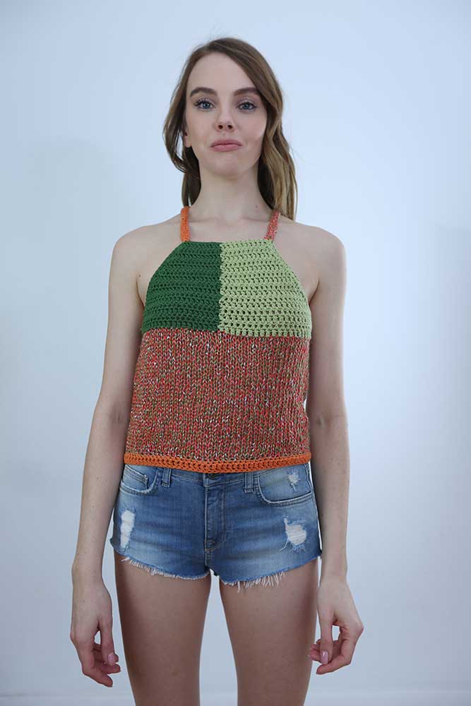 Tricot à Porter TOP CROPPED SPALLINE INCROCIATE Consegna Veloce