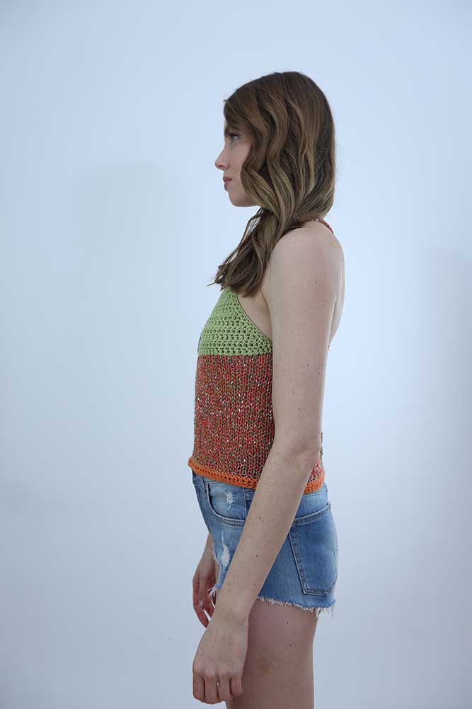 Tricot à Porter TOP CROPPED SPALLINE INCROCIATE Consegna Veloce