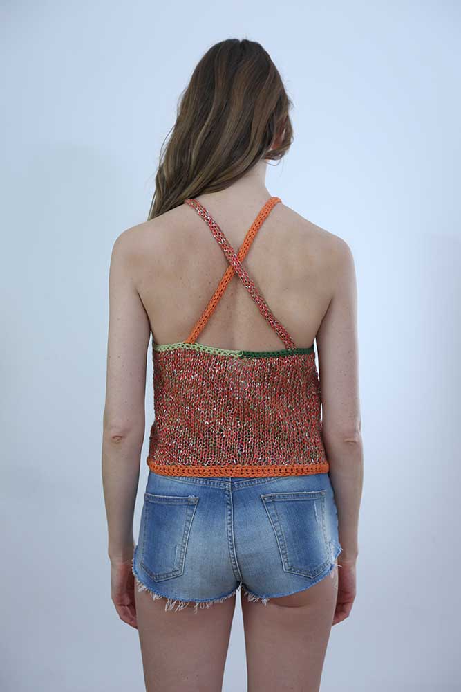 Tricot à Porter TOP CROPPED SPALLINE INCROCIATE Consegna Veloce