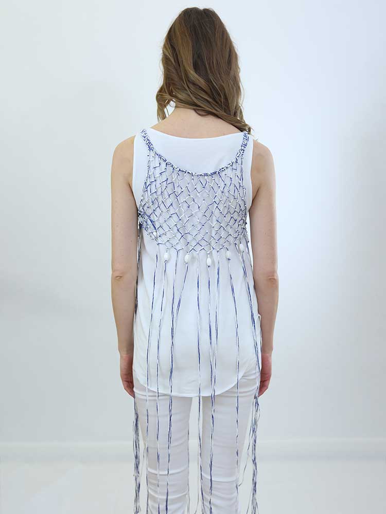 Tricot à Porter TOP RETE CON FRANGE Shopping Online