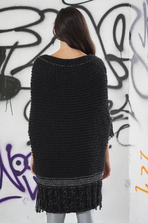 Tricot à Porter Fringe poncho Offerte