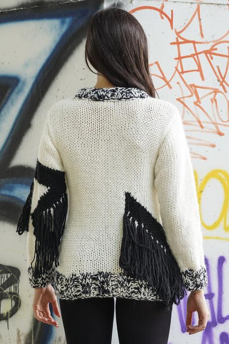 Tricot à Porter Melange border fringe Consegna Veloce