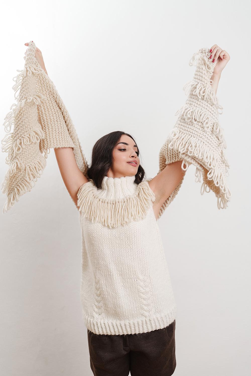 Tricot à Porter Sciarpa con finitura punto pelliccia Vendita Economica