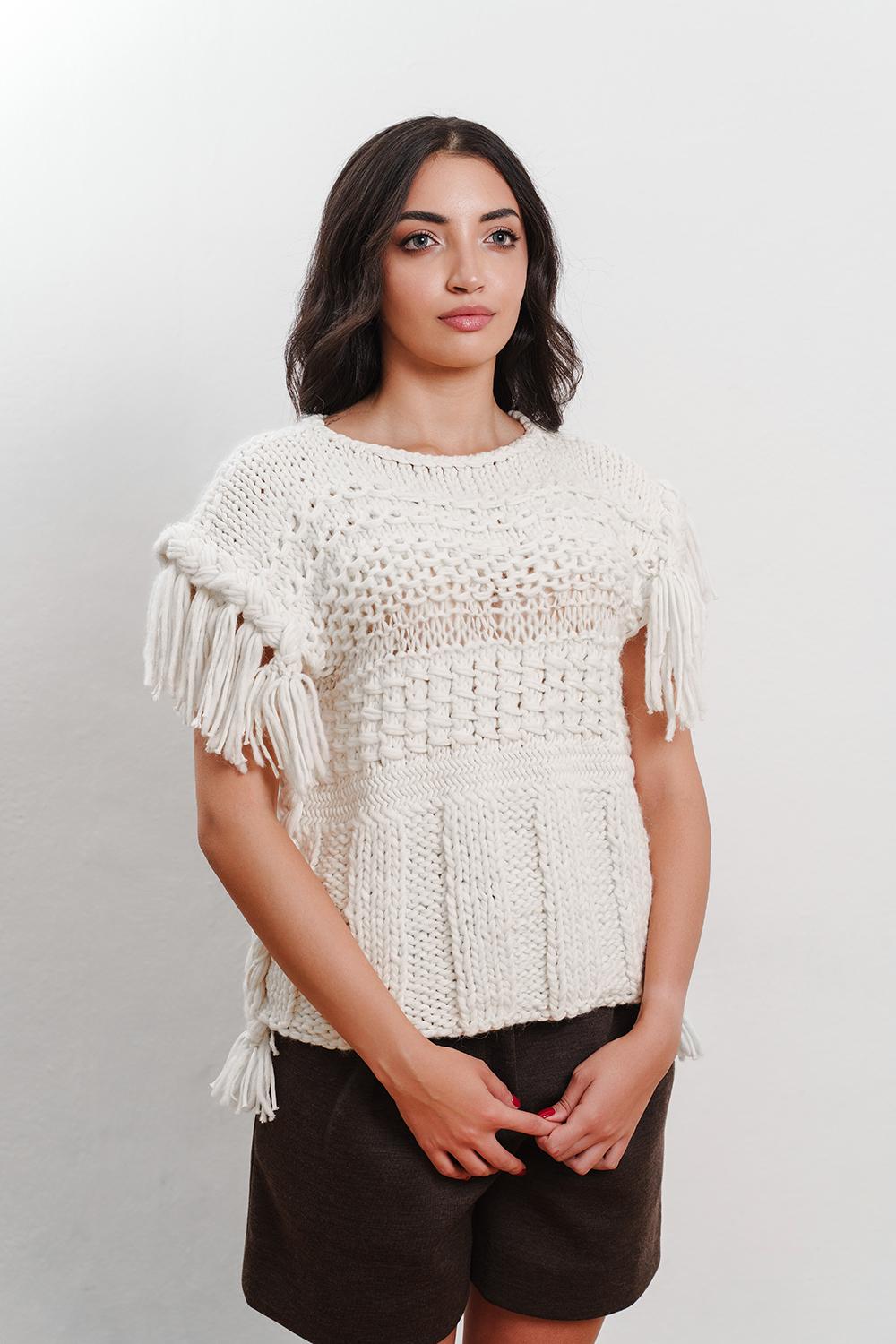 Tricot à Porter Maglia s/m con frange e trecce Negozio