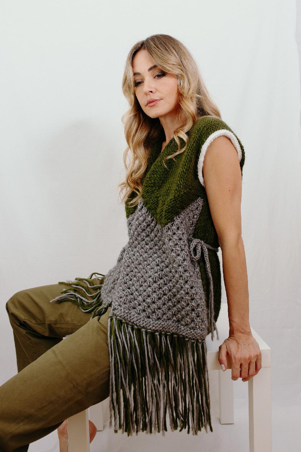Tricot à Porter Gilet aperto con frange Vendite Flash