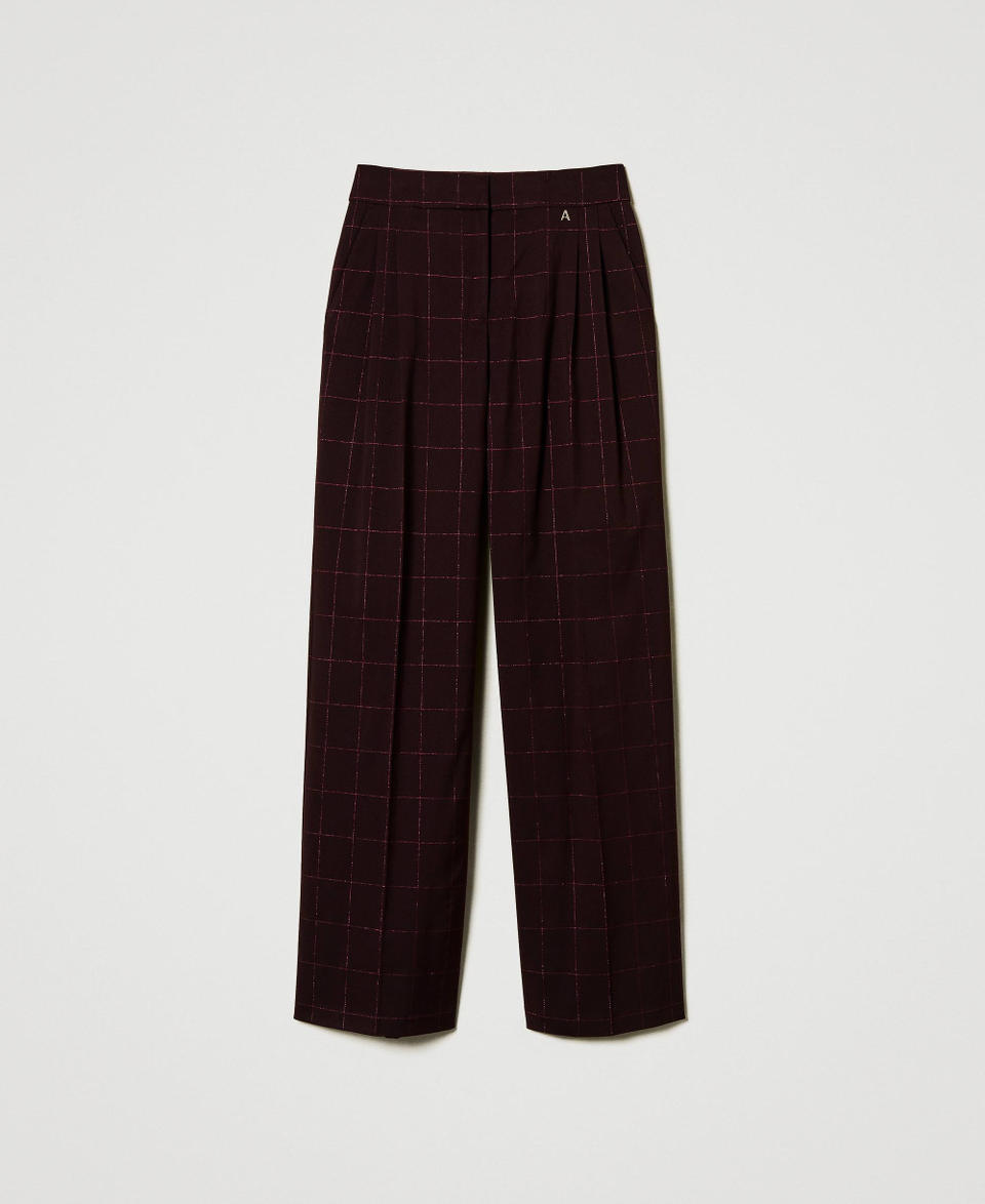 Twin Set Pantaloni a palazzo check con lurex Soddisfazione Garantita