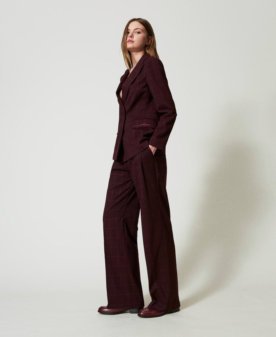 Twin Set Pantaloni a palazzo check con lurex Soddisfazione Garantita