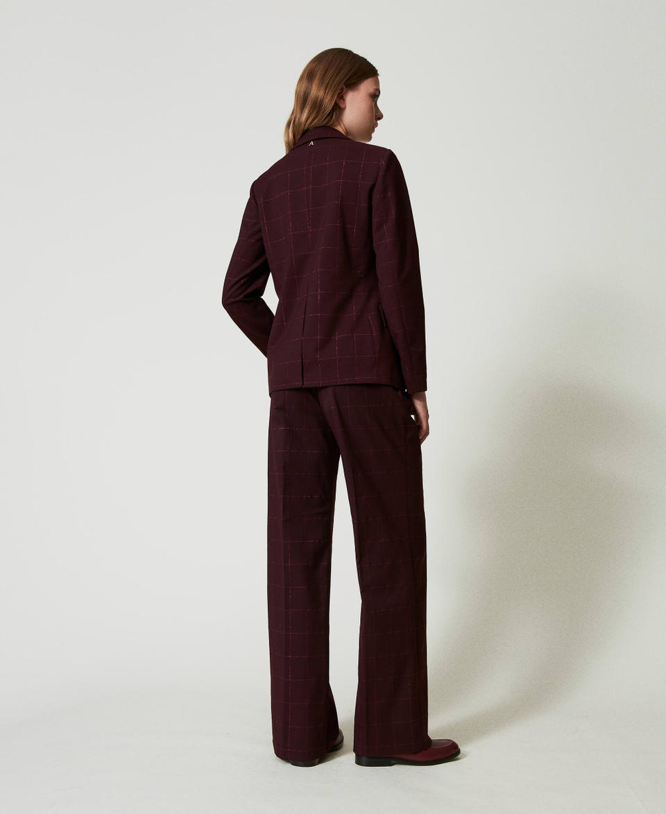 Twin Set Pantaloni a palazzo check con lurex Soddisfazione Garantita