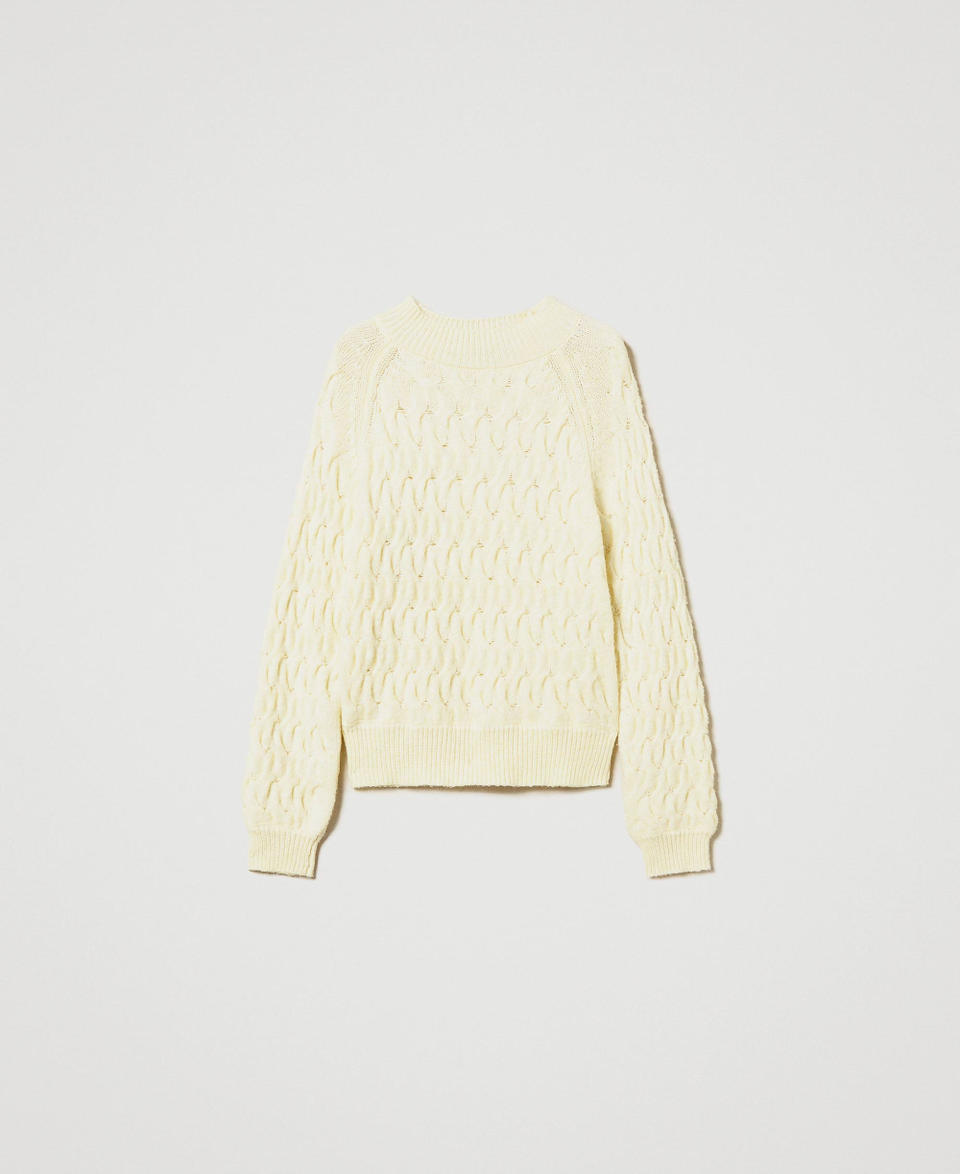 Twin Set Maglia lupetto in misto lana con trecce Negozi Online