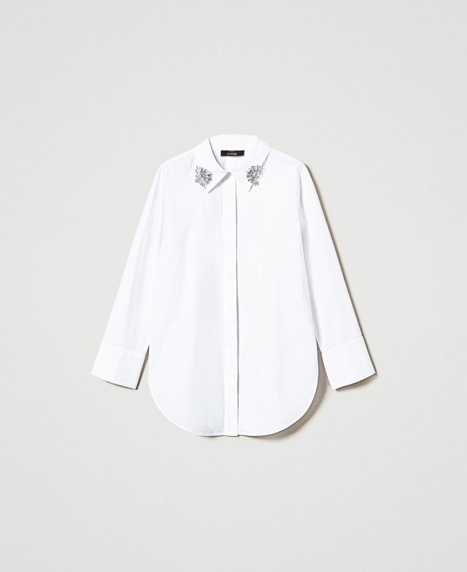 Twin Set Camicia over in popeline con ricami Acquista Ora