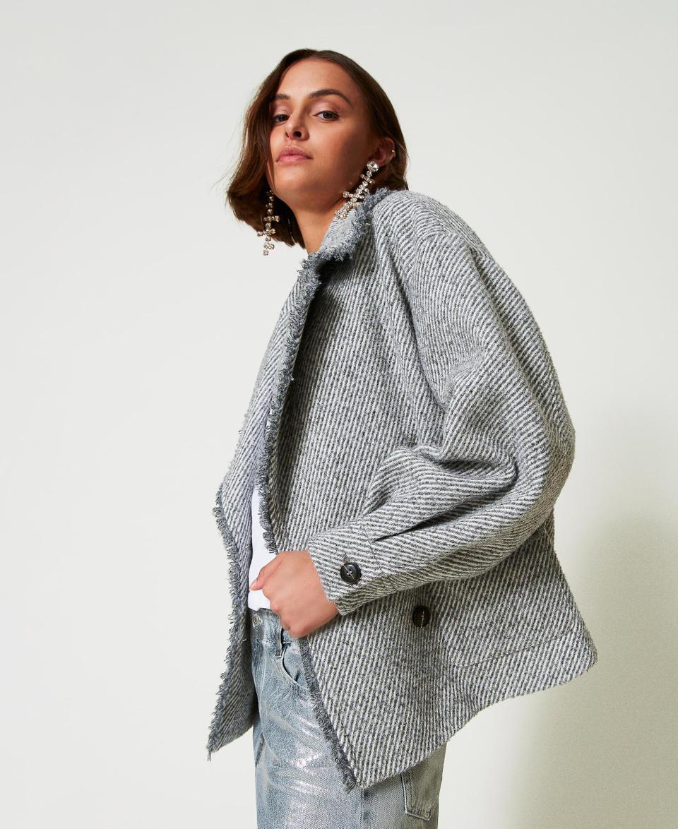 Twin Set Caban doppiopetto in panno bicolor Shopping Online