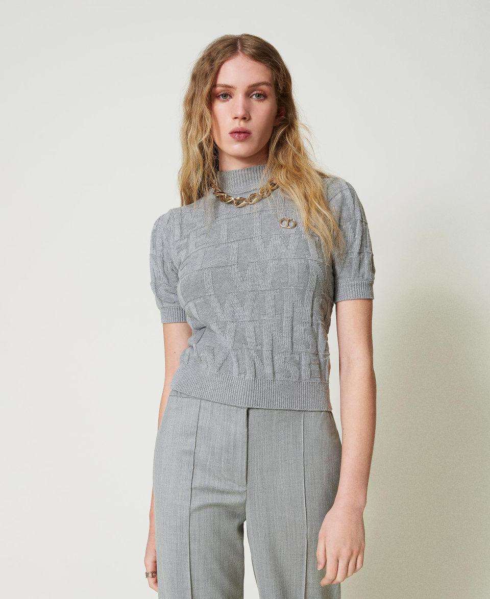 Twin Set Maglia in cotone e cashmere con logo Novità