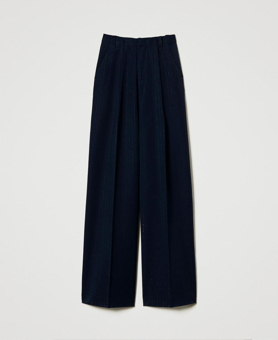 Twin Set Pantaloni wide leg gessati lurex Online