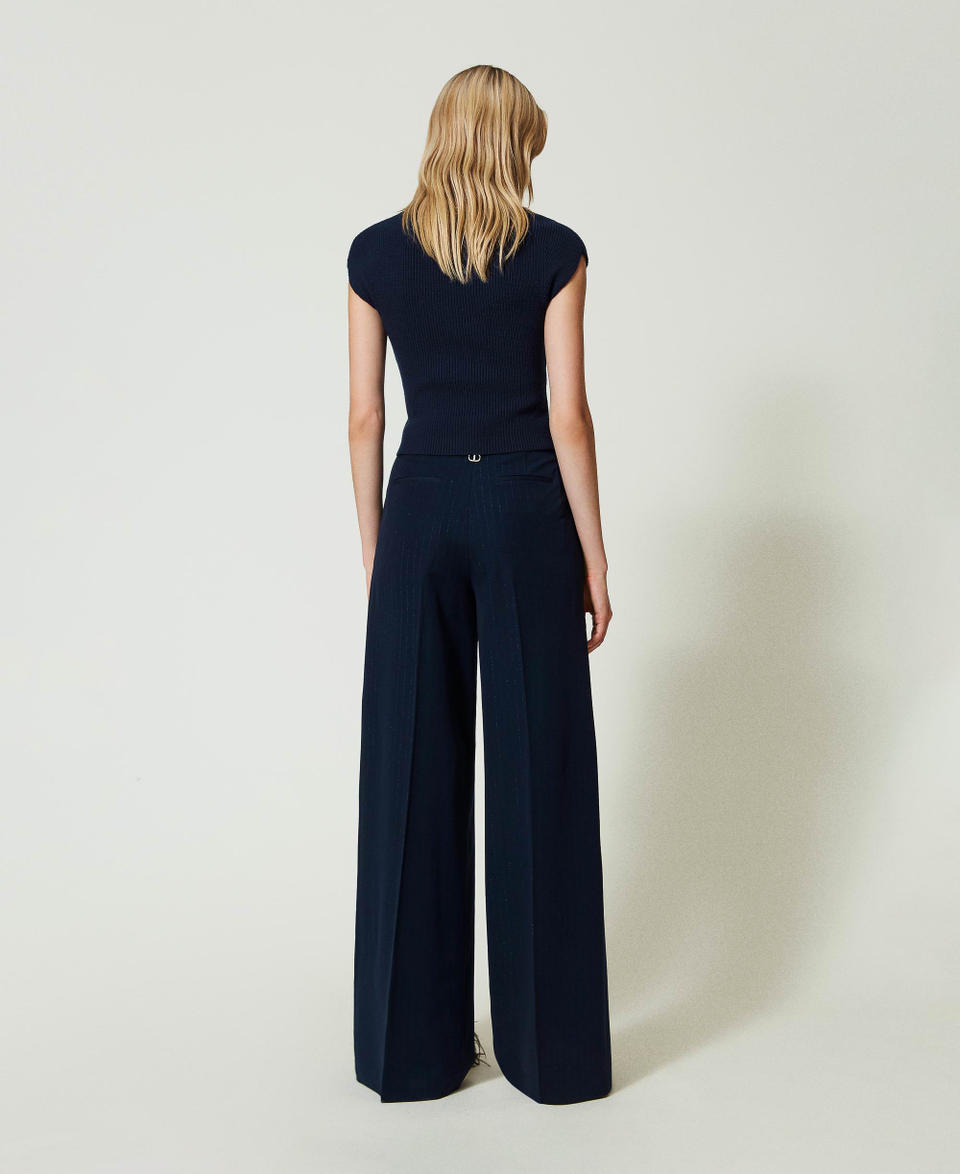 Twin Set Pantaloni wide leg gessati lurex Online