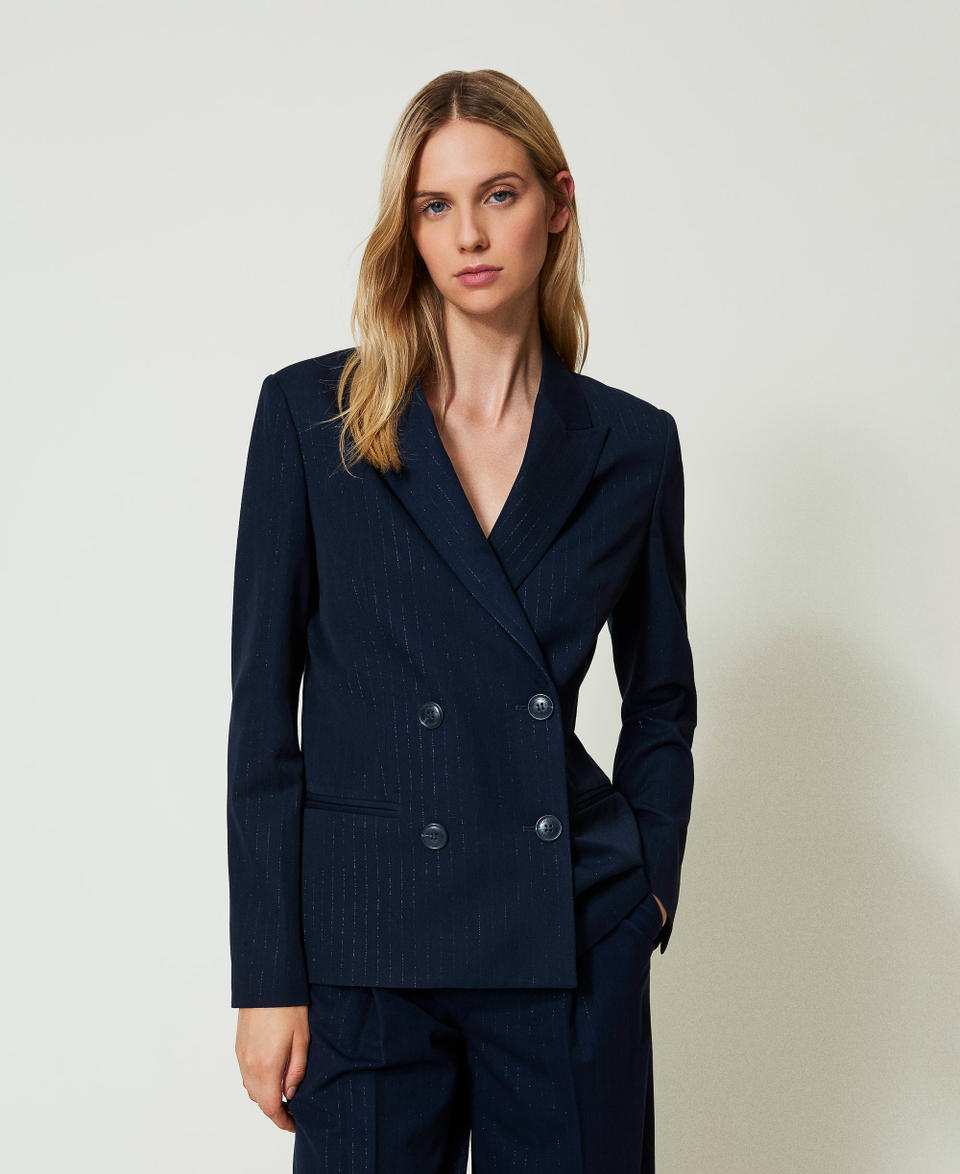 Twin Set Giacca blazer gessata lurex Outlet