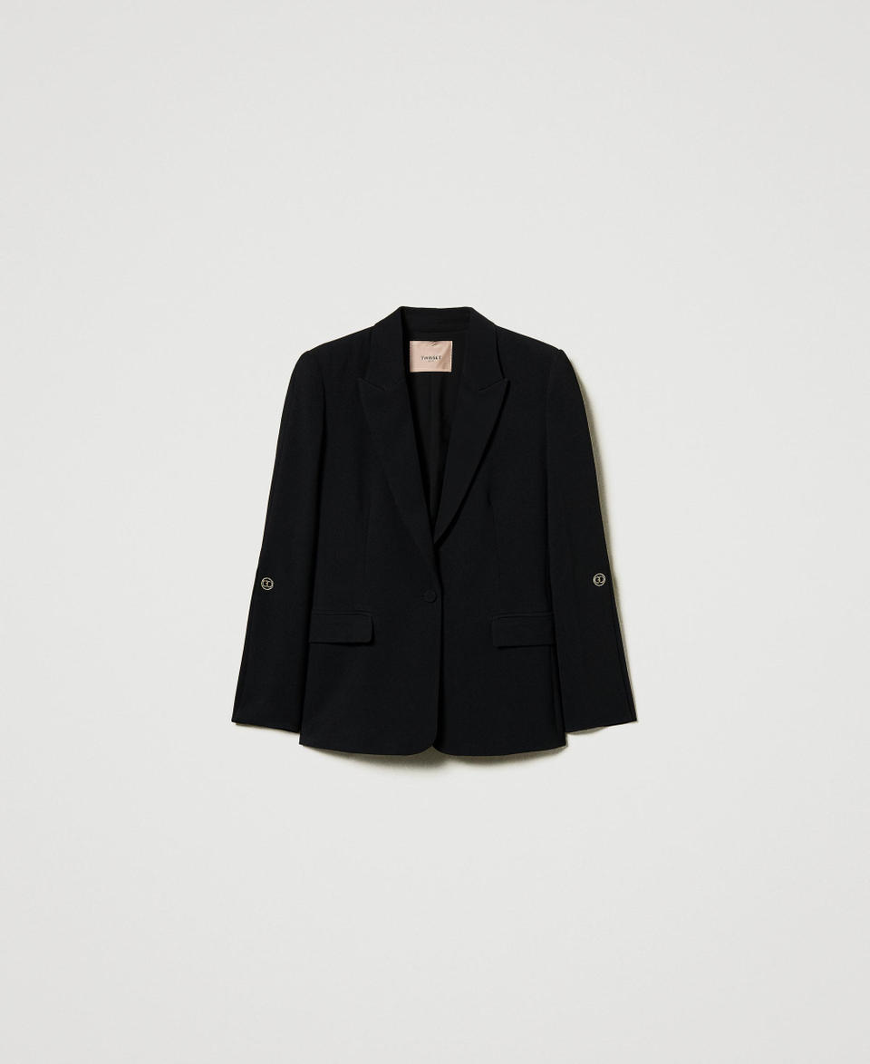 Twin Set Giacca blazer in crêpe cady con gemelli In Vendita