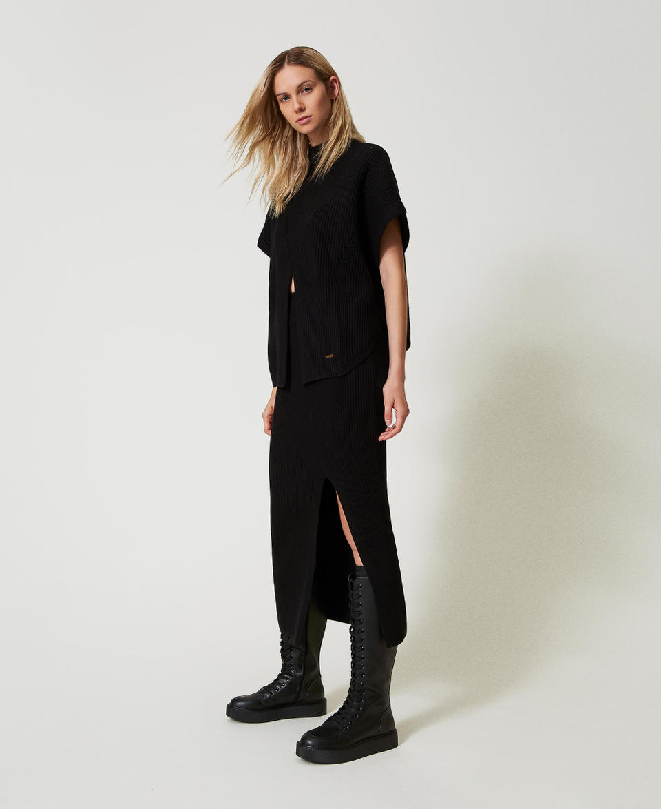 Twin Set Gonna longuette in maglia a costine Offerte