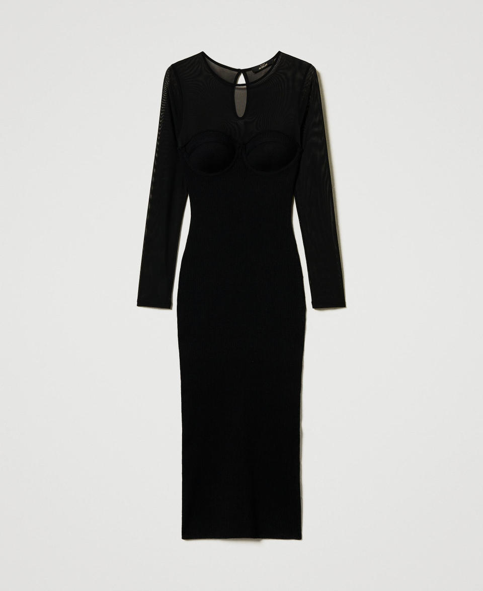 Twin Set Abito longuette in maglia con tulle Hotsell