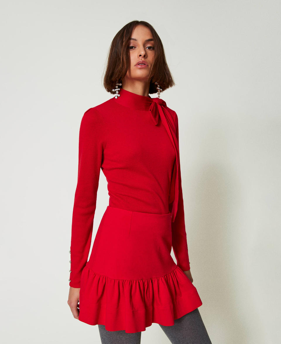 Twin Set Maglia lupetto con fiocco e ricamo Vendita Calda