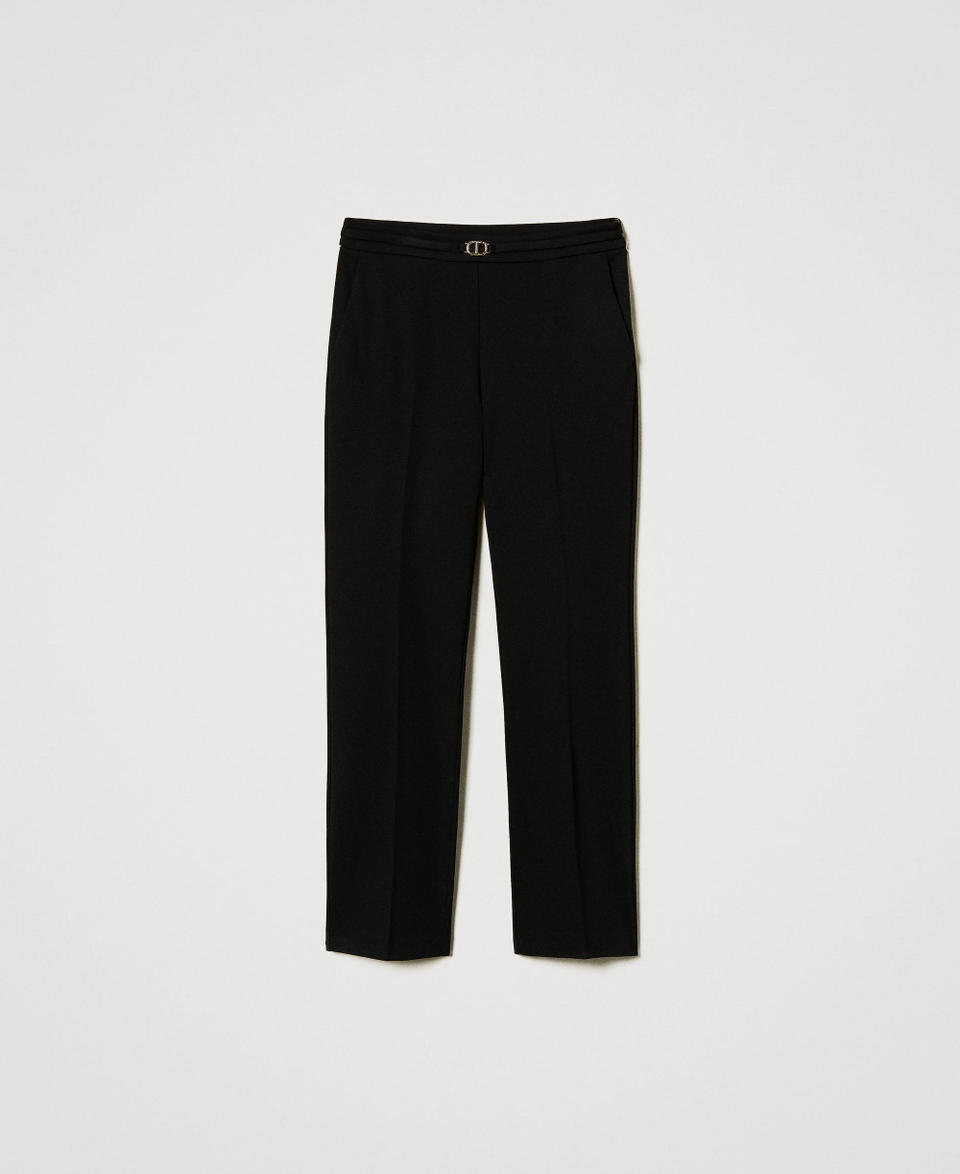 Twin Set Pantaloni con cinturino Oval T e piega Saldi Di Fabbrica