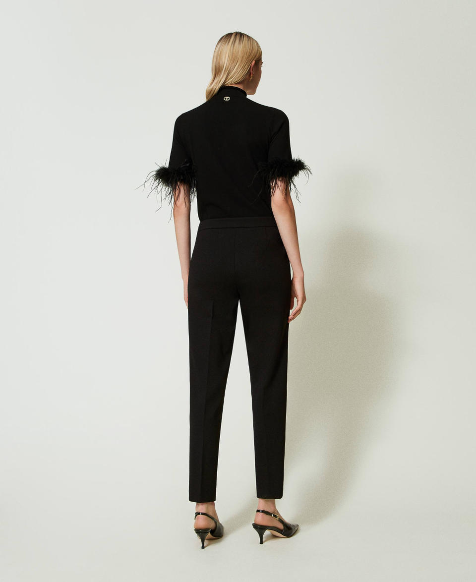 Twin Set Pantaloni con cinturino Oval T e piega Saldi Di Fabbrica