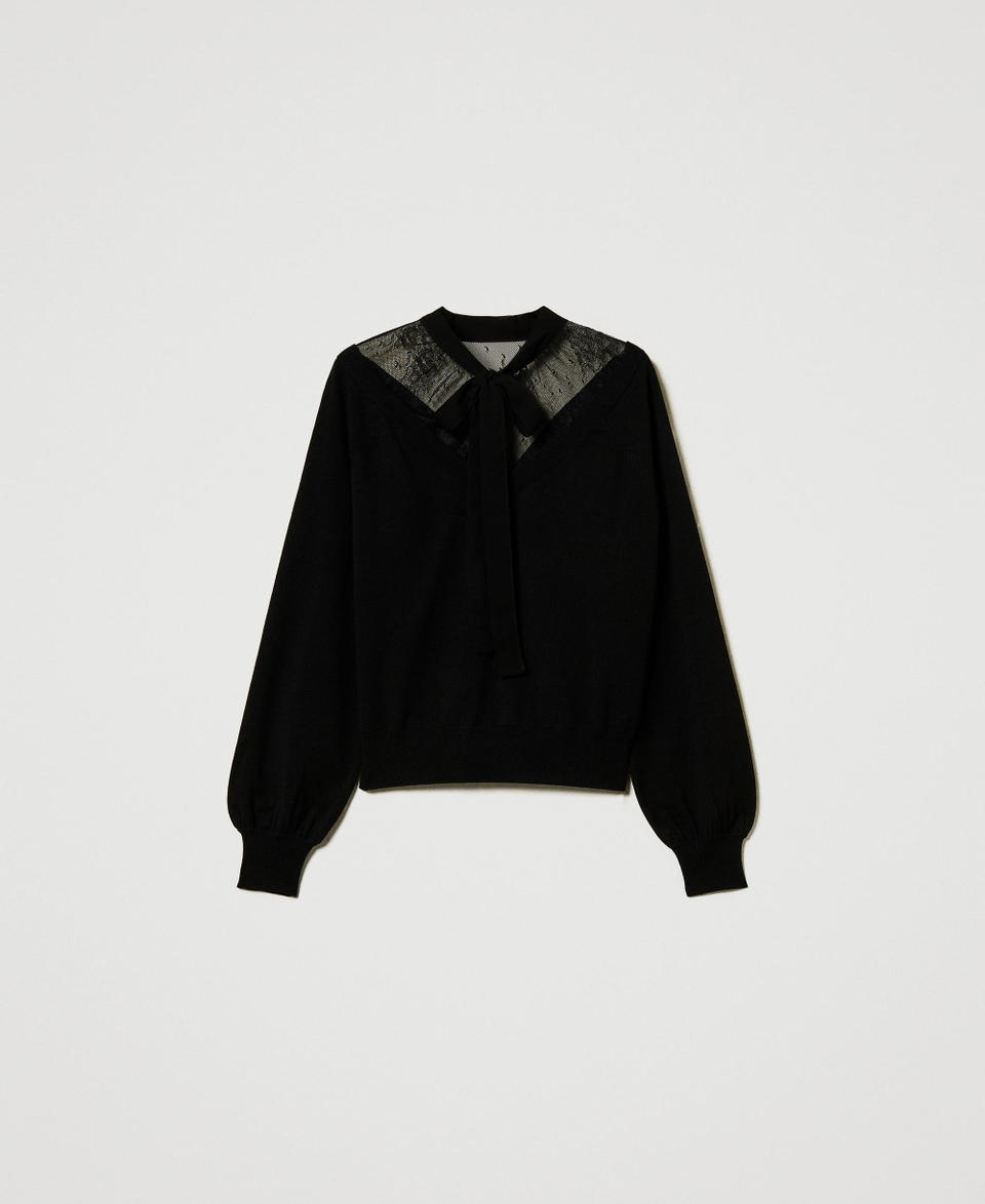 Twin Set Maglia con pizzo e fiocco I Più Venduti