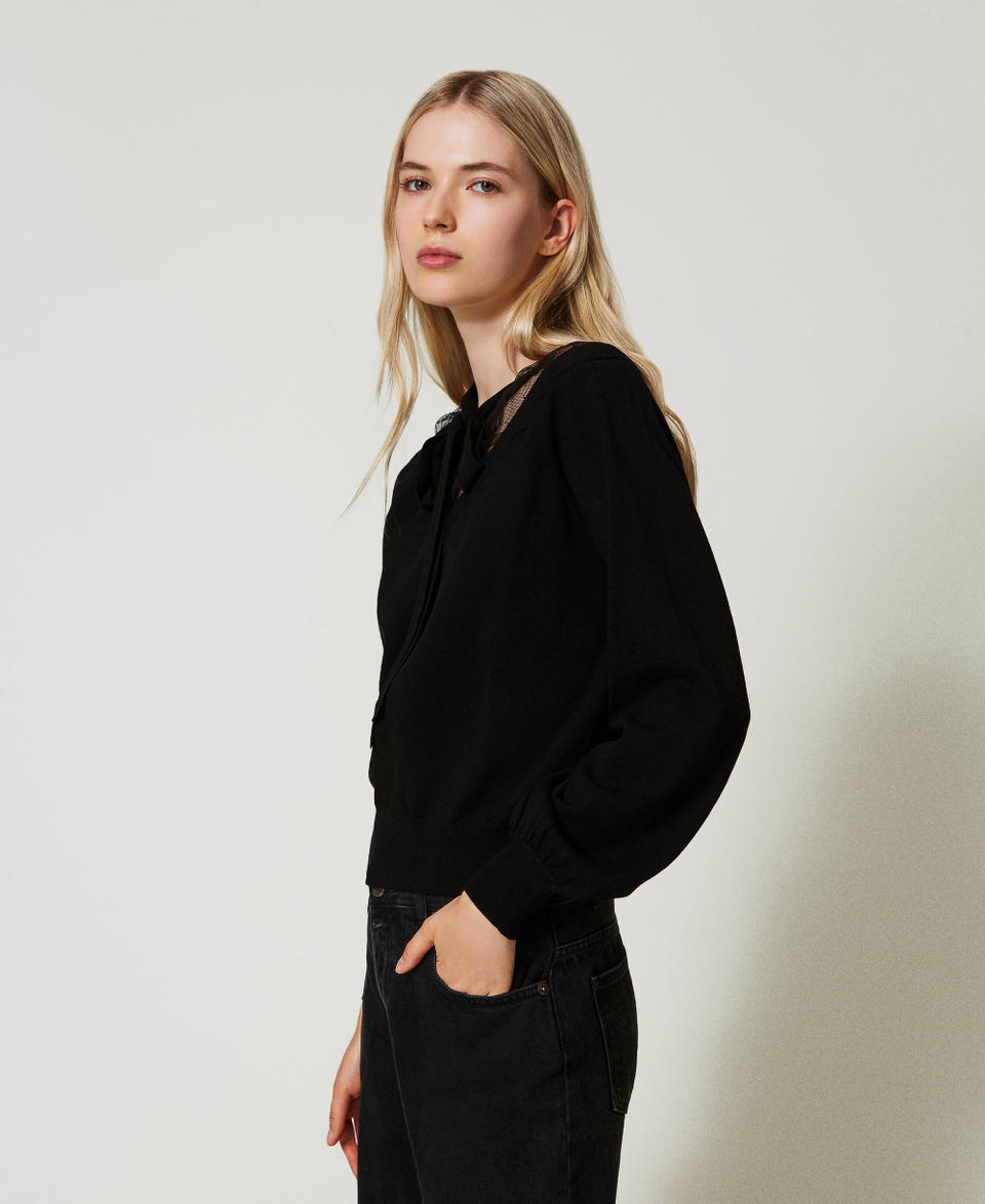 Twin Set Maglia con pizzo e fiocco I Più Venduti